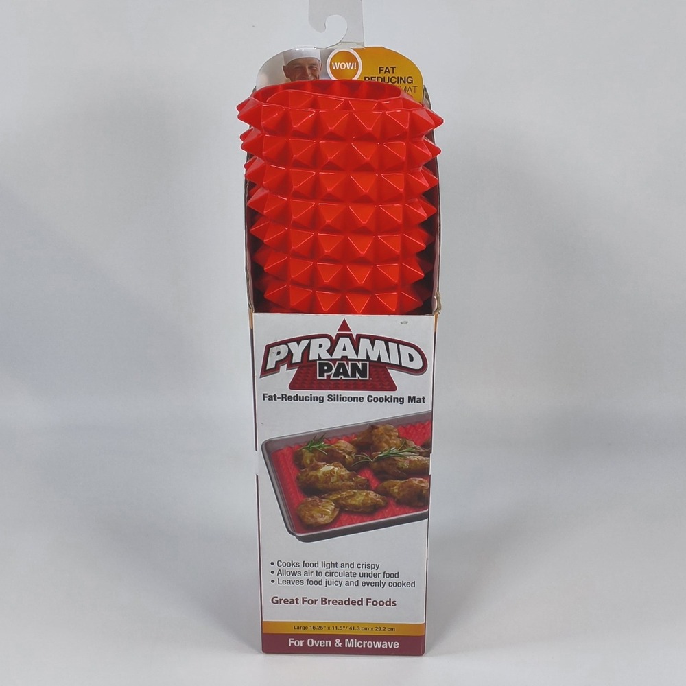 Pyramid Pan Fat Reducing Silicone Cooking Mat Red Large 16.25x11.5 Oven Mat New